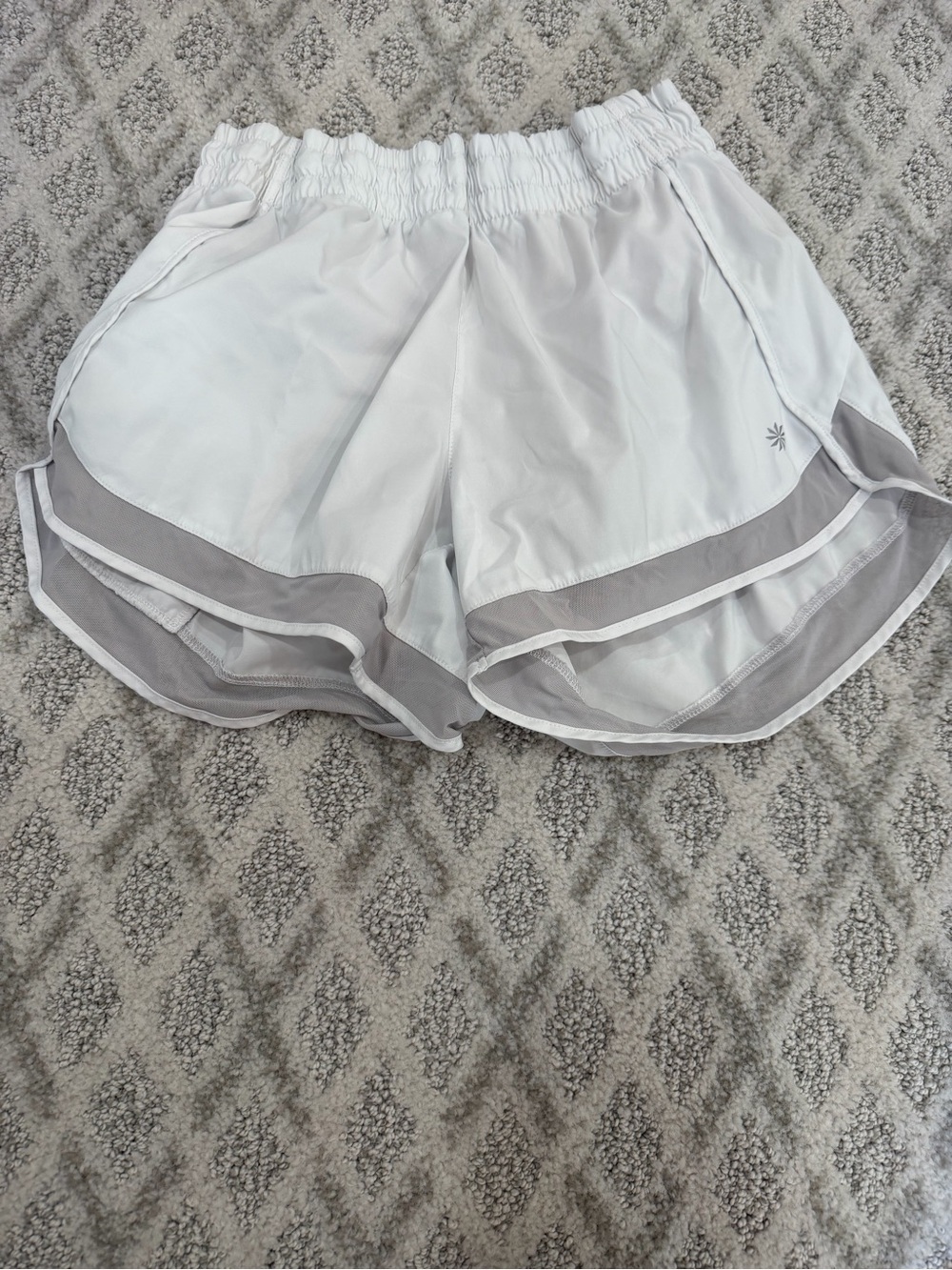 Athleta White Athletic Shorts with Gray Trim